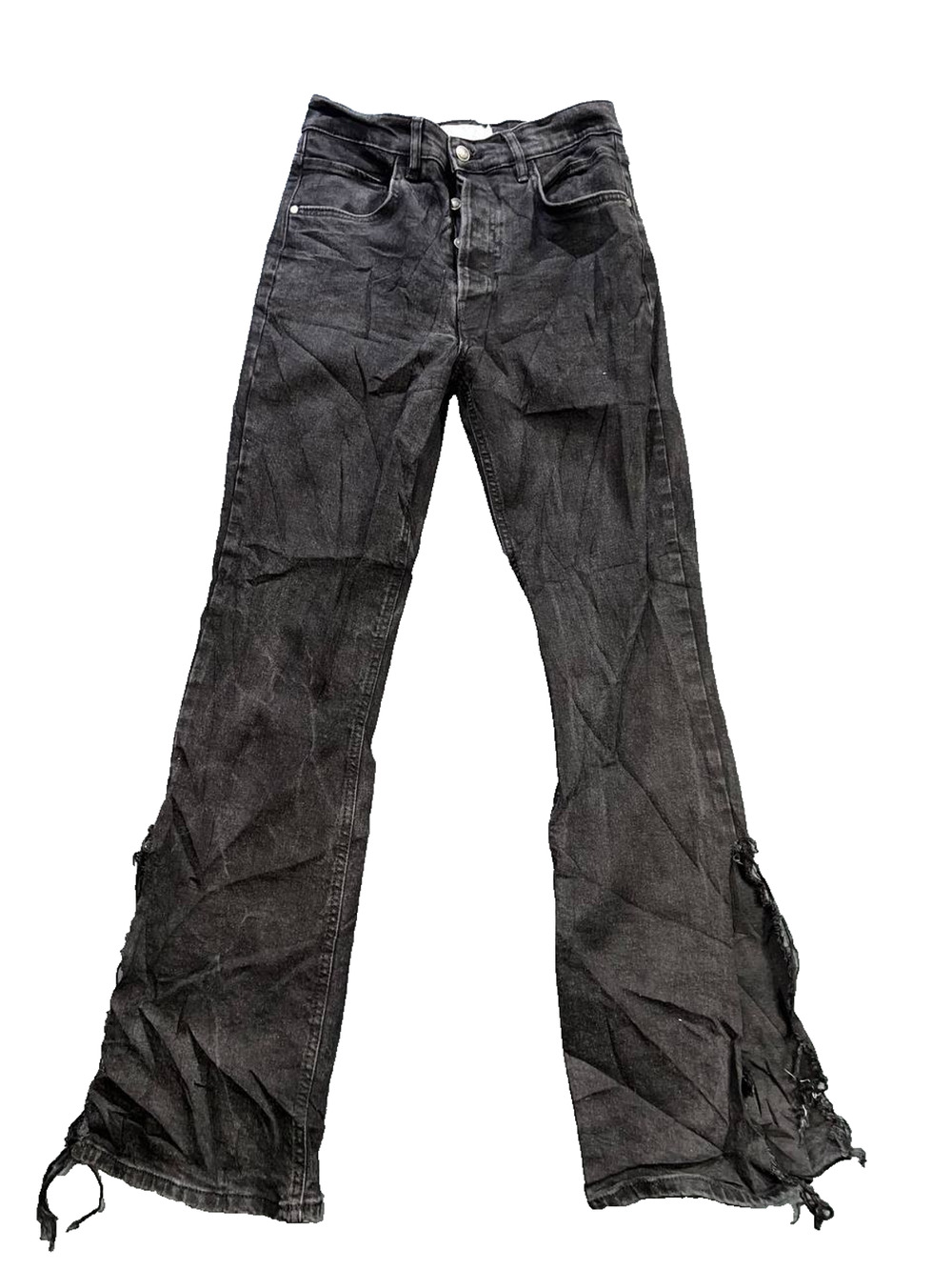Free People jeans Y2k Women 27 Black Lace Up Flare Bell Bottom A010281